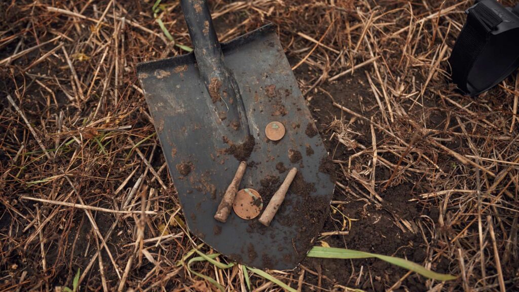 Oro encontrado por buscador con detector en zona aurífera